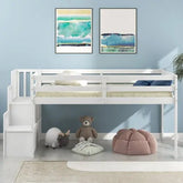 Bellemave® Twin Size Low Loft Bed with Staircase - Bellemave